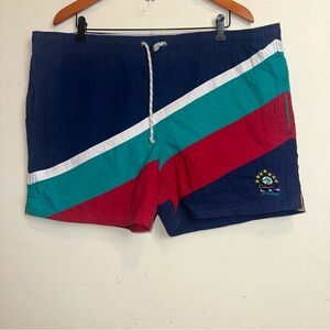 Vintage Duck Head Swim Shorts Men L Colorblock Multicolor Flag Sailing Nautical